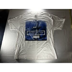 VTG 1995‎ America's Cup T Shirt Men's XL White Soccer Futbol Sailing Made in USA
